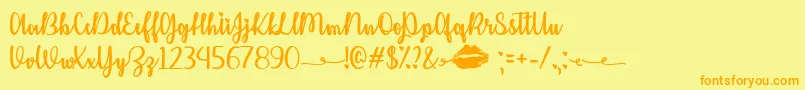 KissMeOrNotTtf Font – Orange Fonts on Yellow Background