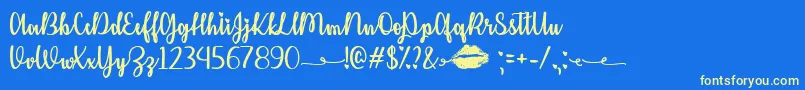 KissMeOrNotTtf-Schriftart – Gelbe Schriften auf blauem Hintergrund