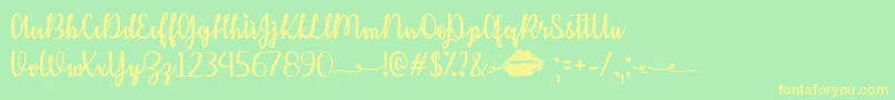 KissMeOrNotTtf Font – Yellow Fonts on Green Background