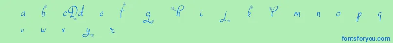 DafodylDemo-Schriftart – Blaue Schriften auf grünem Hintergrund