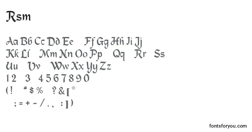A fonte Rsmachumaine – alfabeto, números, caracteres especiais