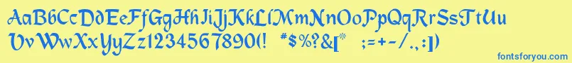 Rsmachumaine Font – Blue Fonts on Yellow Background