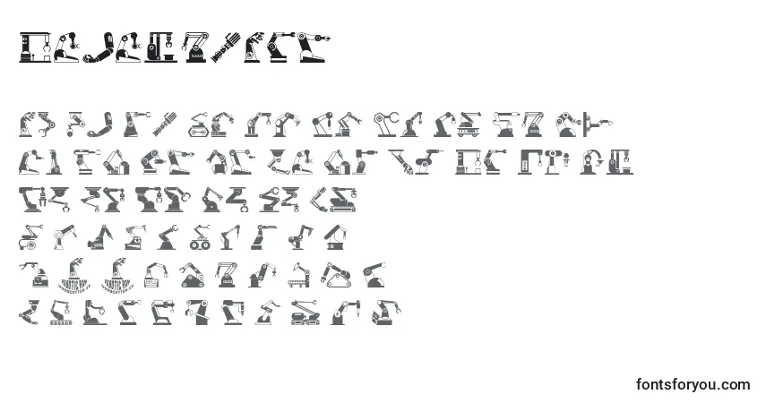 Fuente RoboticArm - alfabeto, números, caracteres especiales