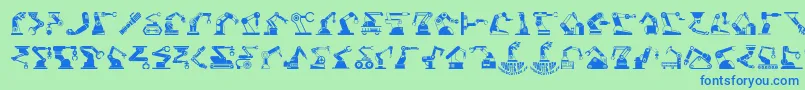 RoboticArm-Schriftart – Blaue Schriften auf grünem Hintergrund