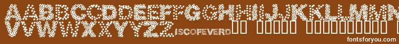 Discotech-Schriftart – Weiße Schriften auf braunem Hintergrund