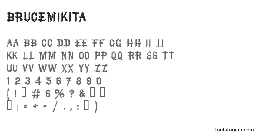 Fuente BruceMikita - alfabeto, números, caracteres especiales