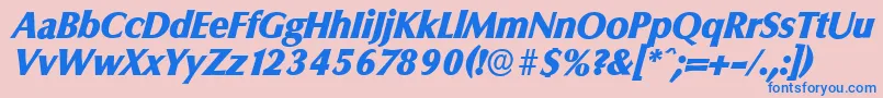 フォントColumbiaserialHeavyItalic – ピンクの背景に青い文字