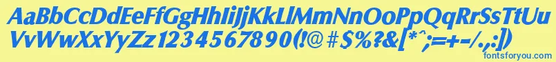 ColumbiaserialHeavyItalic Font – Blue Fonts on Yellow Background