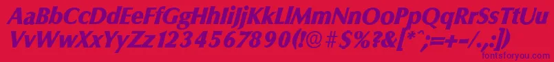 Czcionka ColumbiaserialHeavyItalic – fioletowe czcionki na czerwonym tle