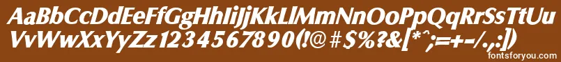 ColumbiaserialHeavyItalic-fontti – valkoiset fontit ruskealla taustalla