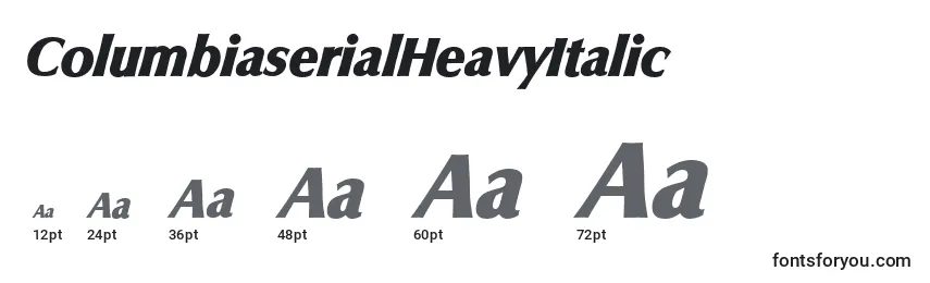 Размеры шрифта ColumbiaserialHeavyItalic