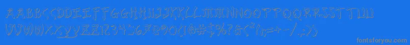 フォントBushidoShadow – 青い背景に灰色の文字