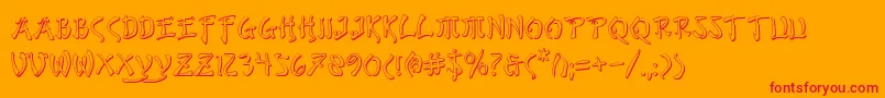 BushidoShadow-Schriftart – Rote Schriften auf orangefarbenem Hintergrund