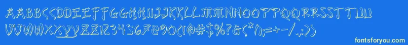BushidoShadow-Schriftart – Gelbe Schriften auf blauem Hintergrund
