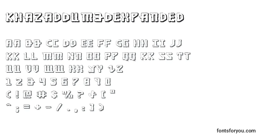 A fonte KhazadDum3DExpanded – alfabeto, números, caracteres especiais