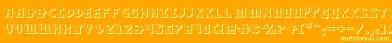 KhazadDum3DExpanded-Schriftart – Gelbe Schriften auf orangefarbenem Hintergrund