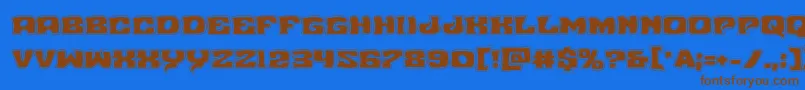 フォントNuevopassionacad – 茶色の文字が青い背景にあります。