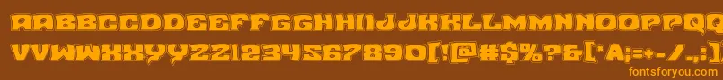 フォントNuevopassionacad – オレンジ色の文字が茶色の背景にあります。