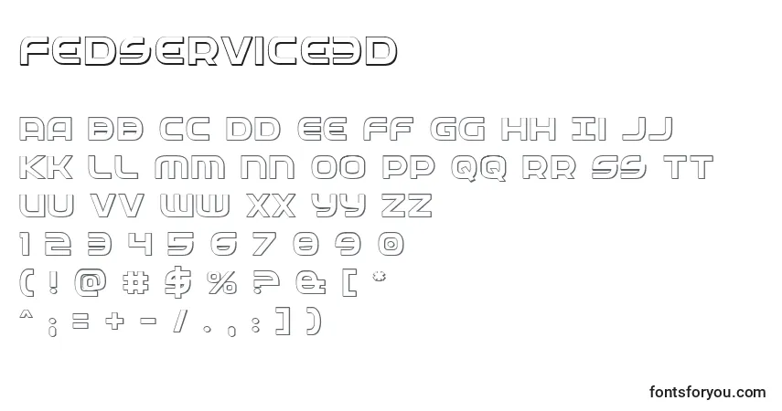 A fonte Fedservice3D – alfabeto, números, caracteres especiais