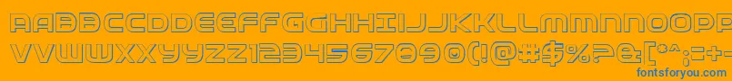 Fedservice3D-Schriftart – Blaue Schriften auf orangefarbenem Hintergrund