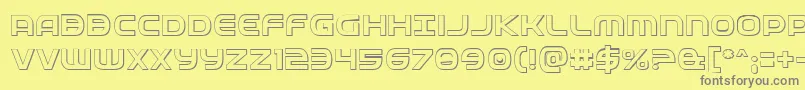 Fedservice3D-fontti – harmaat kirjasimet keltaisella taustalla