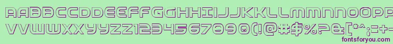フォントFedservice3D – 緑の背景に紫のフォント