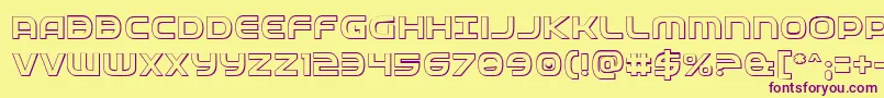 フォントFedservice3D – 紫色のフォント、黄色の背景