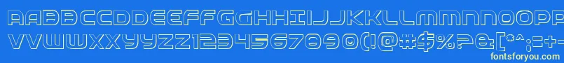 フォントFedservice3D – 黄色の文字、青い背景