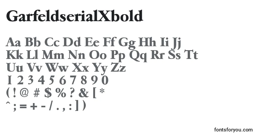 A fonte GarfeldserialXbold – alfabeto, números, caracteres especiais