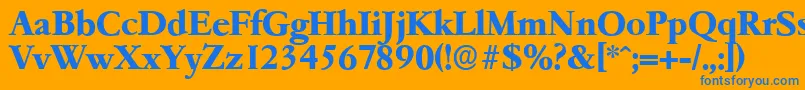 フォントGarfeldserialXbold – オレンジの背景に青い文字