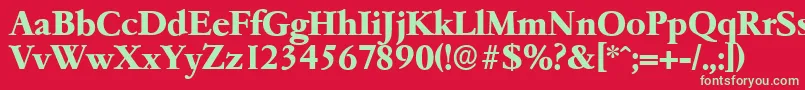 フォントGarfeldserialXbold – 赤い背景に緑の文字