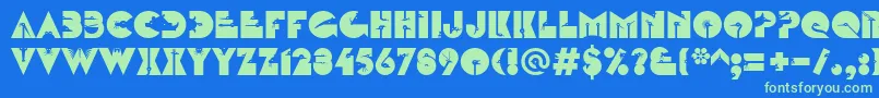 LinotypezootypeAlternate-Schriftart – Grüne Schriften auf blauem Hintergrund