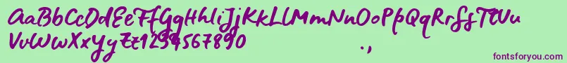 BluefiresSample Font – Purple Fonts on Green Background