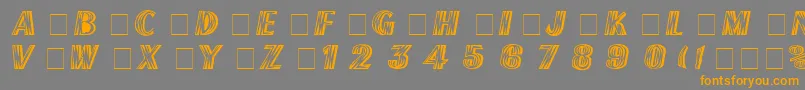 フォントFrenchFlashRus – オレンジの文字は灰色の背景にあります。
