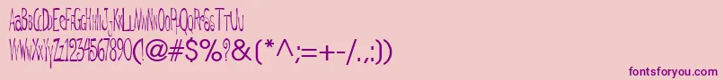DeRegularTtnormフォントについての詳細 フォントDeRegularTtnorm – ピンクの背景に紫のフォント