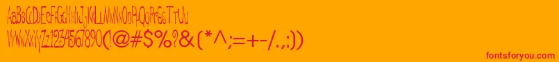 Weitere Informationen zur DeRegularTtnorm-Schriftart DeRegularTtnorm-Schriftart – Rote Schriften auf orangefarbenem Hintergrund