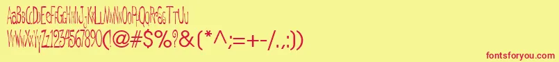 DeRegularTtnorm Font – Red Fonts on Yellow Background