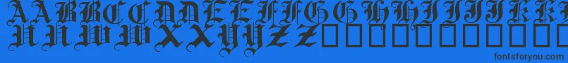 TraditionalGothic17thC.-Schriftart – Schwarze Schriften auf blauem Hintergrund