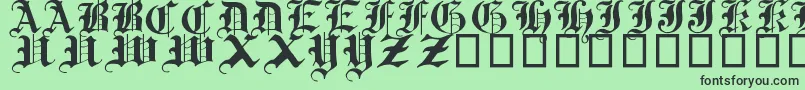 TraditionalGothic17thC.-Schriftart – Schwarze Schriften auf grünem Hintergrund
