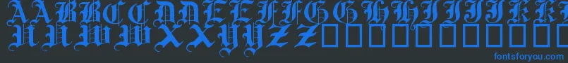 TraditionalGothic17thC.-Schriftart – Blaue Schriften auf schwarzem Hintergrund