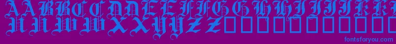 TraditionalGothic17thC.-Schriftart – Blaue Schriften auf violettem Hintergrund