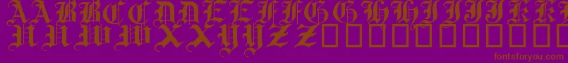 TraditionalGothic17thC.-Schriftart – Braune Schriften auf violettem Hintergrund