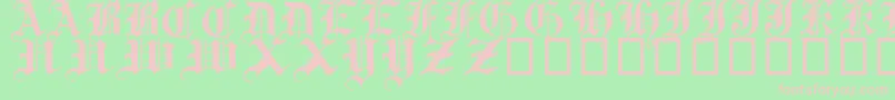 TraditionalGothic17thC.-fontti – vaaleanpunaiset fontit vihreällä taustalla