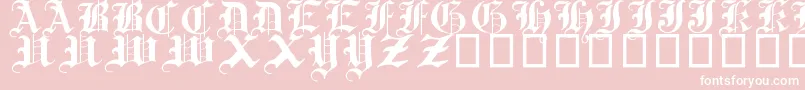 TraditionalGothic17thC.-fontti – valkoiset fontit vaaleanpunaisella taustalla