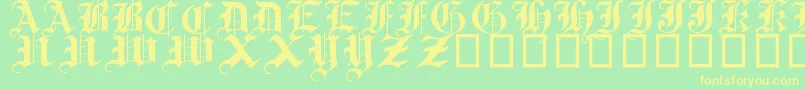 TraditionalGothic17thC.-fontti – keltaiset fontit vihreällä taustalla
