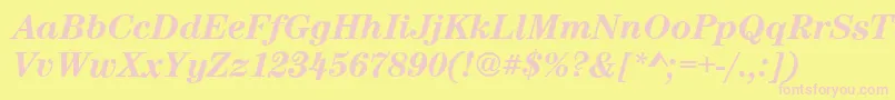 CenturynovaBolditalic-fontti – vaaleanpunaiset fontit keltaisella taustalla