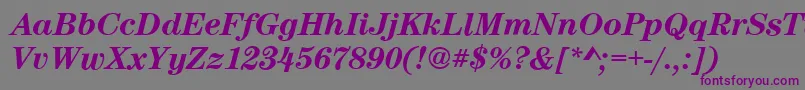 CenturynovaBolditalic-fontti – violetit fontit harmaalla taustalla
