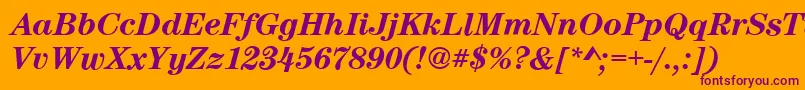 CenturynovaBolditalic-fontti – violetit fontit oranssilla taustalla