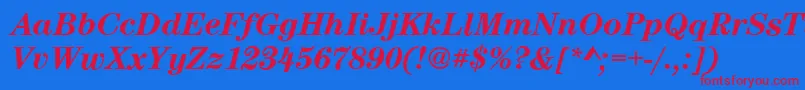 CenturynovaBolditalic Font – Red Fonts on Blue Background