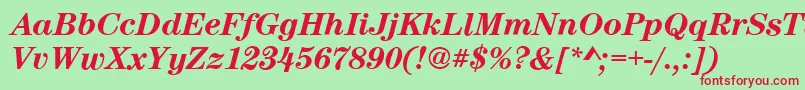 CenturynovaBolditalic Font – Red Fonts on Green Background